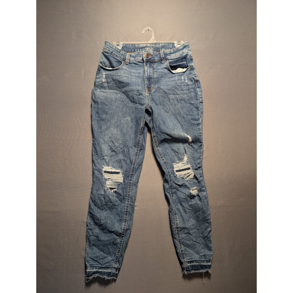 Maurices M Jeans Womens Skinny High Rise Distressed Blue Denim Jeans Size M